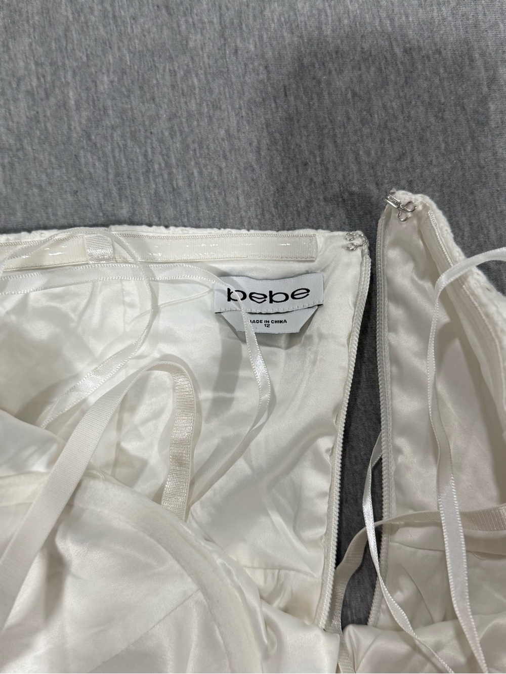 bebe White Off-Shoulder Eyelet Jumpsuit - Picture 3 of 10